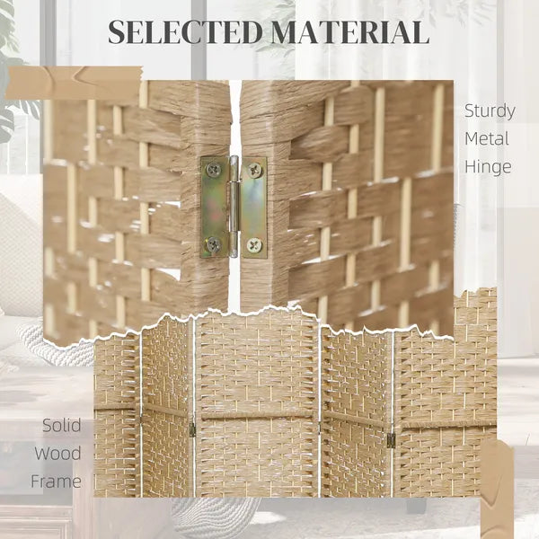 HOMCOM 8 Panel Folding Room Divider Portable Privacy Screen Wave Fiber Room Partition for Home Office Natural - product image 5