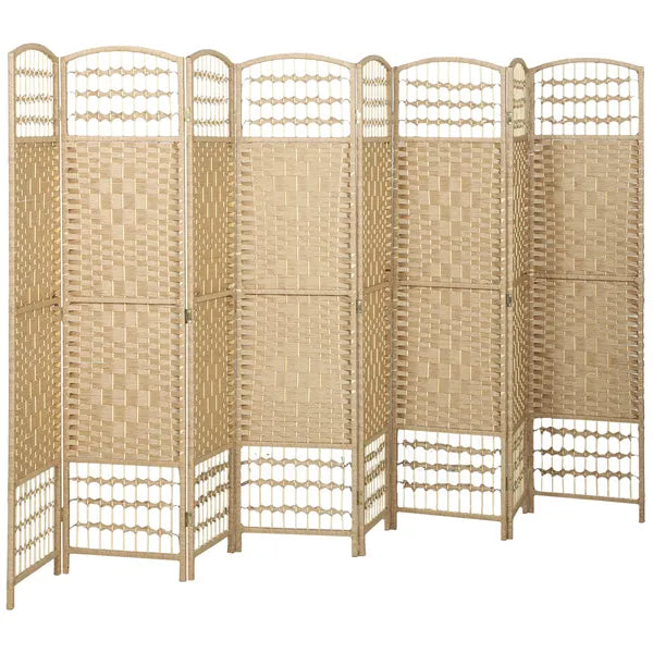 HOMCOM 8 Panel Folding Room Divider Portable Privacy Screen Wave Fiber Room Partition for Home Office Natural - product image 11