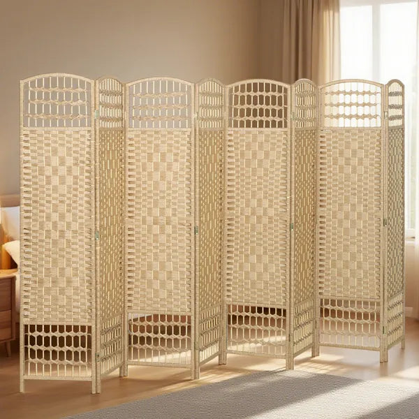 HOMCOM 8 Panel Folding Room Divider Portable Privacy Screen Wave Fiber Room Partition for Home Office Natural - product image 10