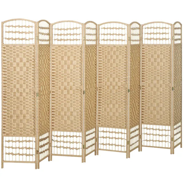 HOMCOM 8 Panel Folding Room Divider Portable Privacy Screen Wave Fiber Room Partition for Home Office Natural - product image 1