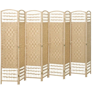 HOMCOM 8 Panel Folding Room Divider Portable Privacy Screen Wave Fiber Room Partition for Home Office Natural - product image 1