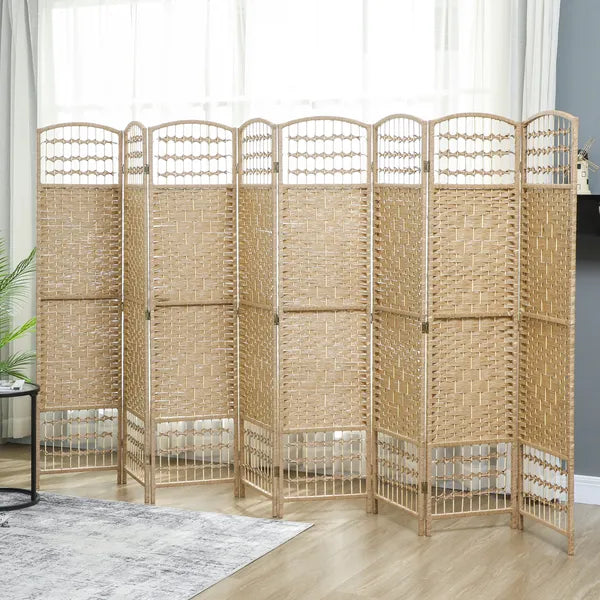 HOMCOM 8 Panel Folding Room Divider Portable Privacy Screen Wave Fiber Room Partition for Home Office Natural - product image 2