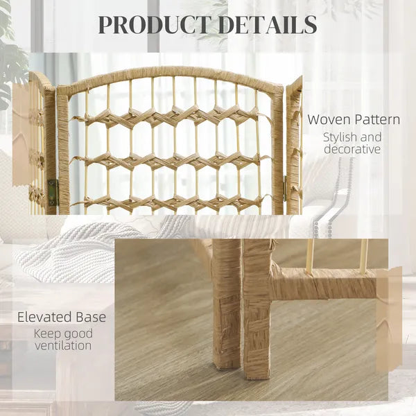 HOMCOM 8 Panel Folding Room Divider Portable Privacy Screen Wave Fiber Room Partition for Home Office Natural - product image 6
