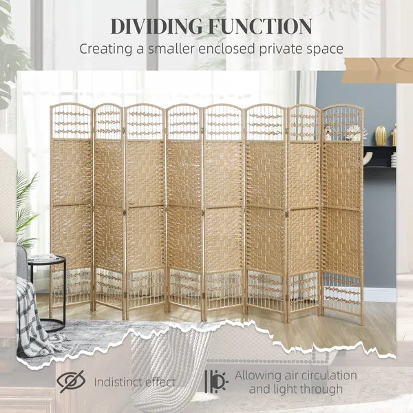 HOMCOM 8 Panel Folding Room Divider Portable Privacy Screen Wave Fiber Room Partition for Home Office Natural - product image 7