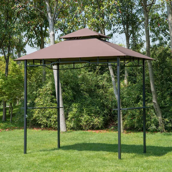 Outsunny 8 ft Patio BBQ Grill Gazebo Canopy, 2 Tier - Flame Retardant Cover, Large Storage, Stylish Utility for Outdoor Cooking - product image 10