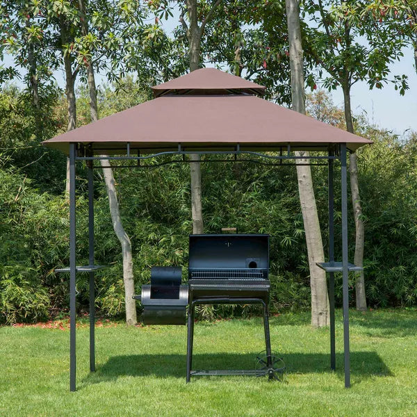 Outsunny 8 ft Patio BBQ Grill Gazebo Canopy, 2 Tier - Flame Retardant Cover, Large Storage, Stylish Utility for Outdoor Cooking - product image 2