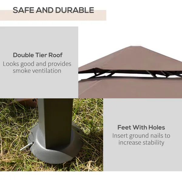Outsunny 8 ft Patio BBQ Grill Gazebo Canopy, 2 Tier - Flame Retardant Cover, Large Storage, Stylish Utility for Outdoor Cooking - product image 4