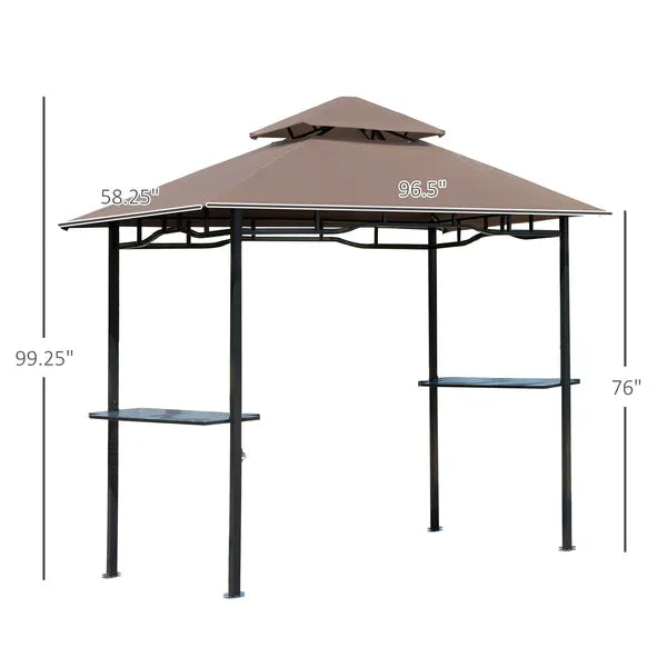 Outsunny 8 ft Patio BBQ Grill Gazebo Canopy, 2 Tier - Flame Retardant Cover, Large Storage, Stylish Utility for Outdoor Cooking - product image 3