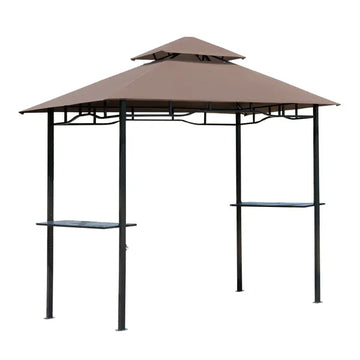 Outsunny 8 ft Patio BBQ Grill Gazebo Canopy, 2 Tier - Flame Retardant Cover, Large Storage, Stylish Utility for Outdoor Cooking - product image 1