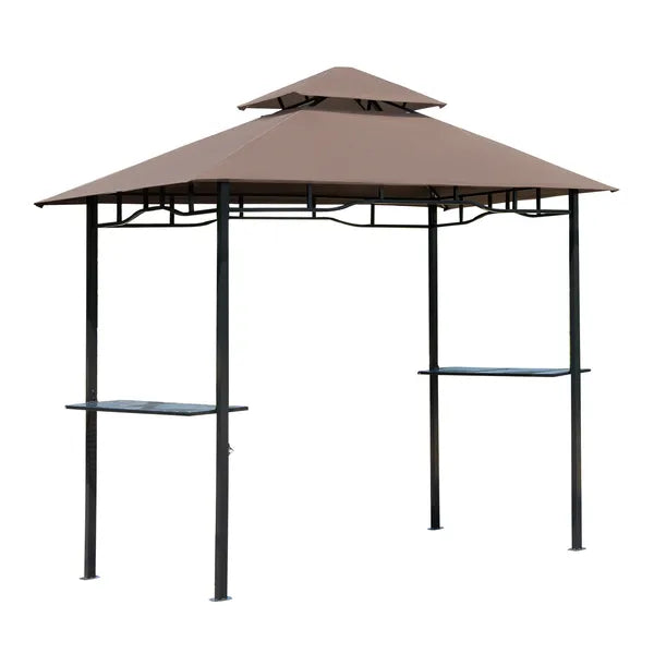 Outsunny 8 ft Patio BBQ Grill Gazebo Canopy, 2 Tier - Flame Retardant Cover, Large Storage, Stylish Utility for Outdoor Cooking - product image 1