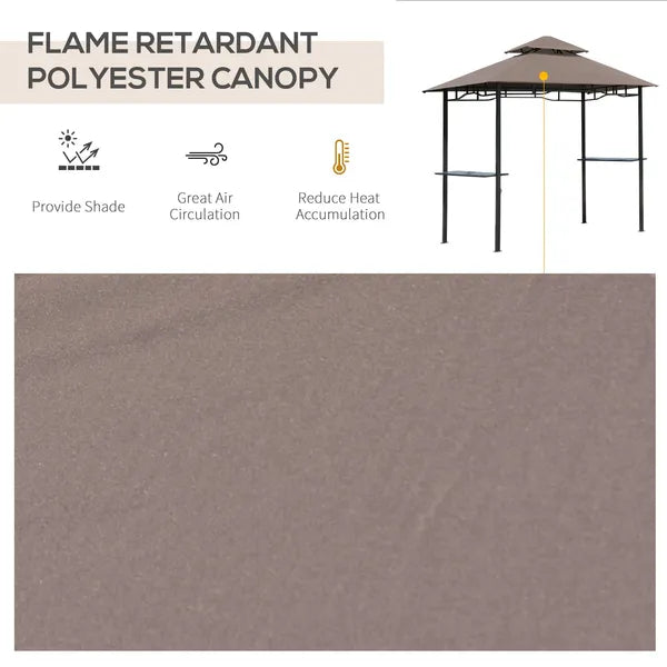 Outsunny 8 ft Patio BBQ Grill Gazebo Canopy, 2 Tier - Flame Retardant Cover, Large Storage, Stylish Utility for Outdoor Cooking - product image 6