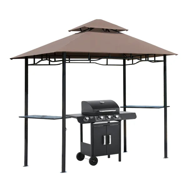 Outsunny 8 ft Patio BBQ Grill Gazebo Canopy, 2 Tier - Flame Retardant Cover, Large Storage, Stylish Utility for Outdoor Cooking - product image 11