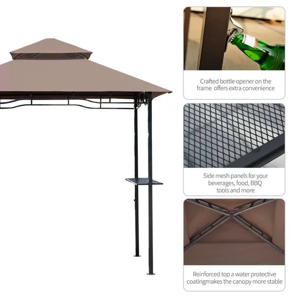 Outsunny 8 ft Patio BBQ Grill Gazebo Canopy, 2 Tier - Flame Retardant Cover, Large Storage, Stylish Utility for Outdoor Cooking - product image 5