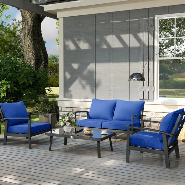 Outsunny 8 Patio Chair Cushions with Seat and Backrest, Fade Resistant Seat Replacement Cushion Set, Navy Blue - product image 7