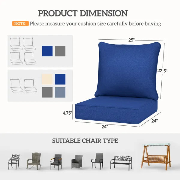Outsunny 8 Patio Chair Cushions with Seat and Backrest, Fade Resistant Seat Replacement Cushion Set, Navy Blue - product image 3