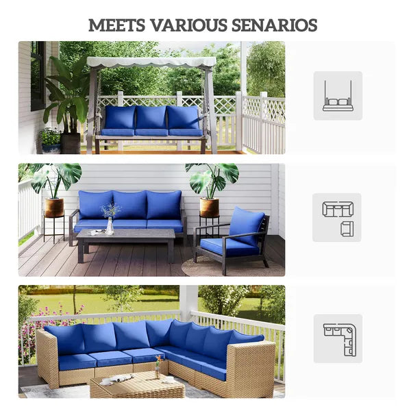 Outsunny 8 Patio Chair Cushions with Seat and Backrest, Fade Resistant Seat Replacement Cushion Set, Navy Blue - product image 6