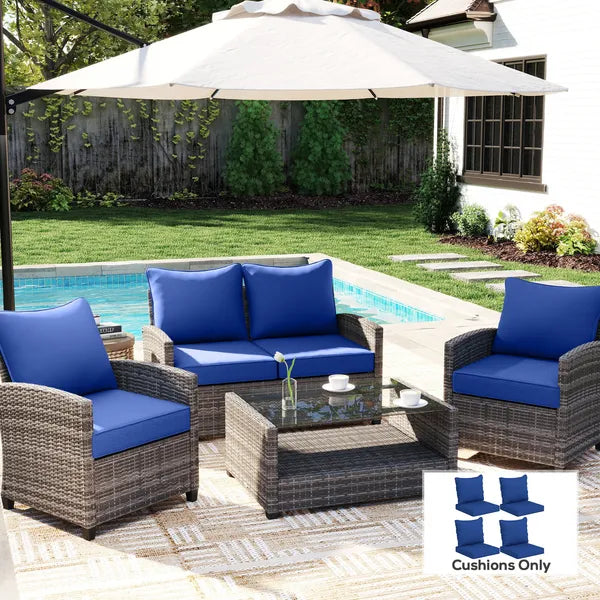 Outsunny 8 Patio Chair Cushions with Seat and Backrest, Fade Resistant Seat Replacement Cushion Set, Navy Blue - product image 2