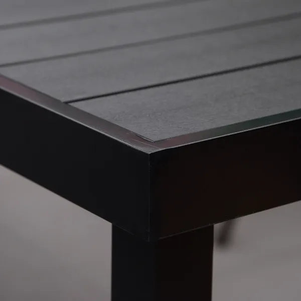 8 People Rectangular Pedestal Dining Table, with Aluminum Frame, All-Weather HDPE Wood Top, Foot Pads for Garden, Patio, Black - product image 8