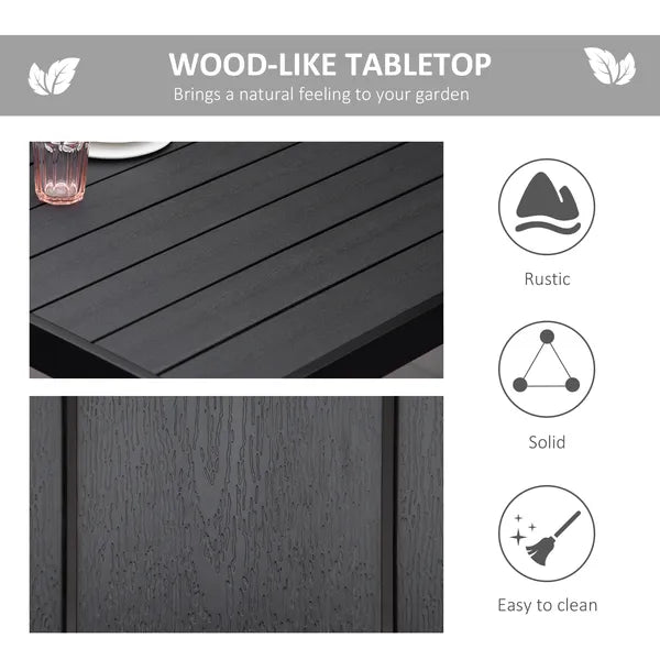8 People Rectangular Pedestal Dining Table, with Aluminum Frame, All-Weather HDPE Wood Top, Foot Pads for Garden, Patio, Black - product image 4