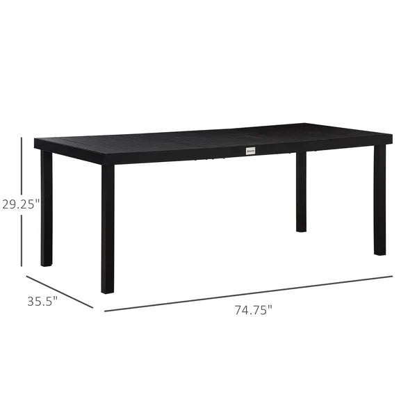 8 People Rectangular Pedestal Dining Table, with Aluminum Frame, All-Weather HDPE Wood Top, Foot Pads for Garden, Patio, Black - product image 3