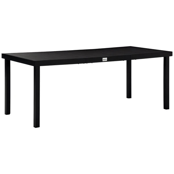 8 People Rectangular Pedestal Dining Table, with Aluminum Frame, All-Weather HDPE Wood Top, Foot Pads for Garden, Patio, Black - product image 1