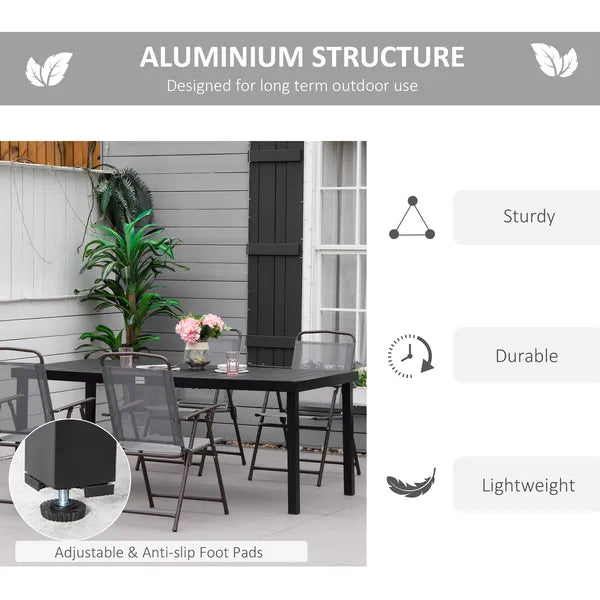 8 People Rectangular Pedestal Dining Table, with Aluminum Frame, All-Weather HDPE Wood Top, Foot Pads for Garden, Patio, Black - product image 5