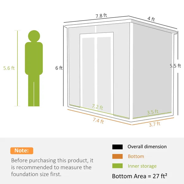 Outsunny 8' x 4' Plastic Outdoor Storage Shed with Floor, Window, Lockable Doors and Vents for Backyard Patio Lawn, Gray - product image 3