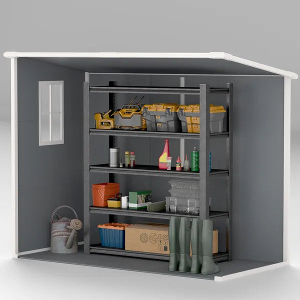 Outsunny 8' x 4' Plastic Outdoor Storage Shed with Floor, Window, Lockable Doors and Vents for Backyard Patio Lawn, Gray - product image 9