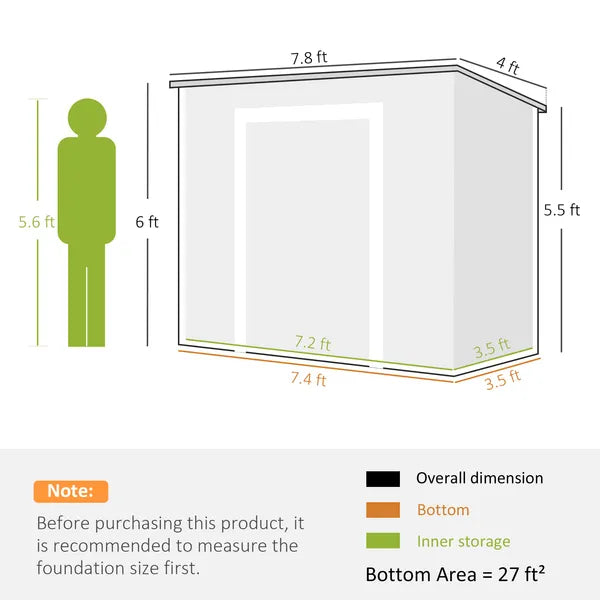 Outsunny 8' x 4' Plastic Outdoor Storage Shed with Floor, Window, Lockable Doors and Vents for Backyard Patio Lawn, Light Brown - product image 3