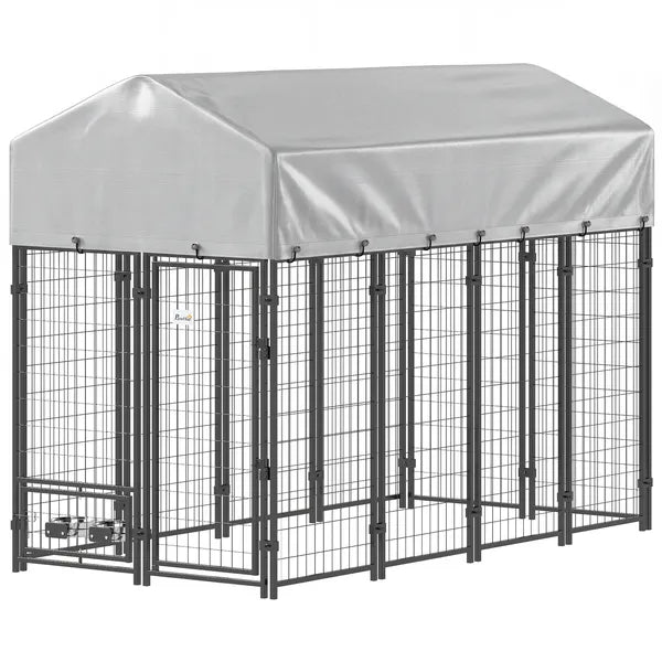 8' x 4' x 6' Outdoor Dog Kennel, Dog Kennel Outside Run with 360A degree Rotating Bowls, Waterproof and UV Resistant Cover - product image 1