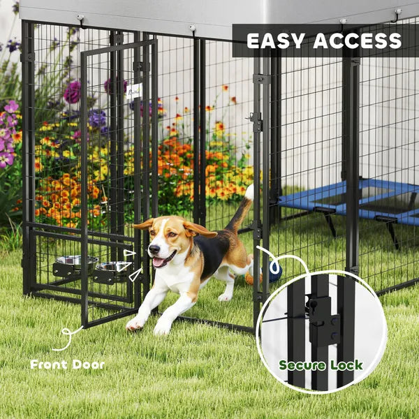 8' x 4' x 6' Outdoor Dog Kennel, Dog Kennel Outside Run with 360A degree Rotating Bowls, Waterproof and UV Resistant Cover - product image 6
