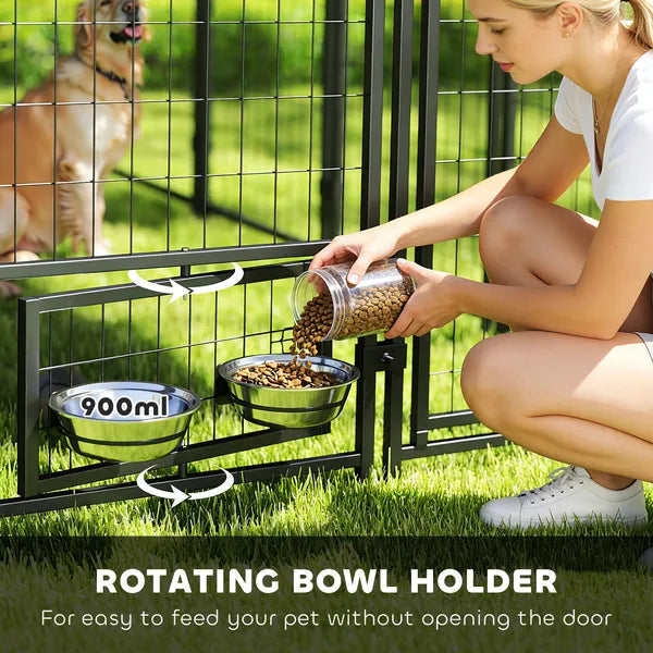 8' x 4' x 6' Outdoor Dog Kennel, Dog Kennel Outside Run with 360A degree Rotating Bowls, Waterproof and UV Resistant Cover - product image 5