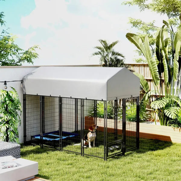 8' x 4' x 6' Outdoor Dog Kennel, Dog Kennel Outside Run with 360A degree Rotating Bowls, Waterproof and UV Resistant Cover - product image 10