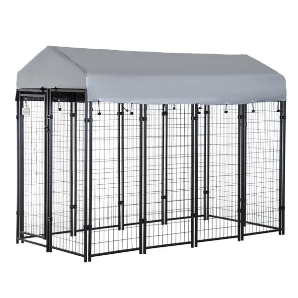 PawHut 8 ft x 4 ft x 6 ft Outdoor Dog Playpen, Kennel with Lockable Door and Water-Resistant Canopy, for Medium/Large Dogs - product image 1