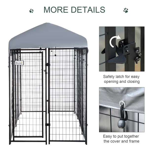 PawHut 8 ft x 4 ft x 6 ft Outdoor Dog Playpen, Kennel with Lockable Door and Water-Resistant Canopy, for Medium/Large Dogs - product image 7