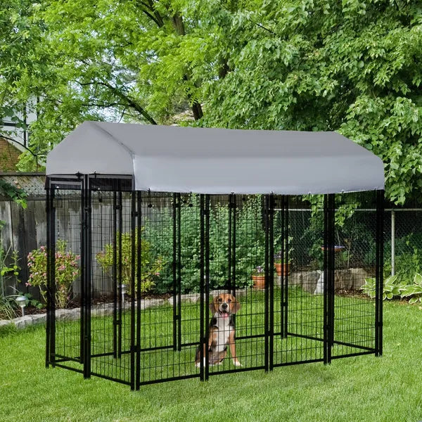 PawHut 8 ft x 4 ft x 6 ft Outdoor Dog Playpen, Kennel with Lockable Door and Water-Resistant Canopy, for Medium/Large Dogs - product image 2