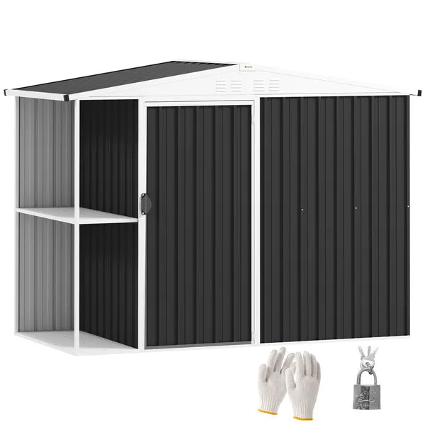 8 x 4ft Outdoor Garden Shed, Metal Storage Shed with Air Vents and Lockable Door for Backyard Garden Patio, Dark Gray - product image 11