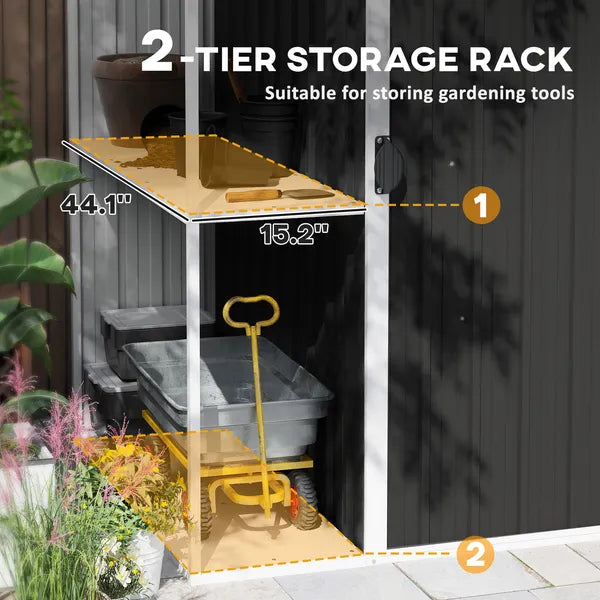 8 x 4ft Outdoor Garden Shed, Metal Storage Shed with Air Vents and Lockable Door for Backyard Garden Patio, Dark Gray - product image 4
