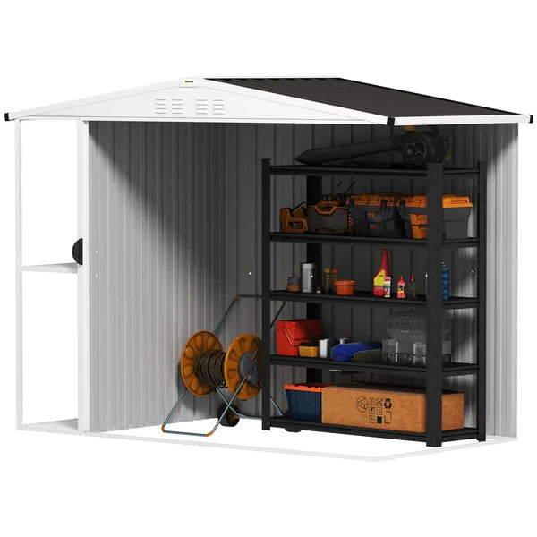 8 x 4ft Outdoor Garden Shed, Metal Storage Shed with Air Vents and Lockable Door for Backyard Garden Patio, Dark Gray - product image 9