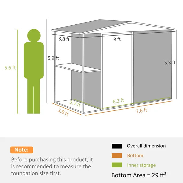 8 x 4ft Outdoor Garden Shed, Metal Storage Shed with Air Vents and Lockable Door for Backyard Garden Patio, Dark Gray - product image 3