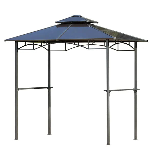 Outsunny 8 ft x 5 ft BBQ Gazebo, Outdoor BBQ Canopy with 2 Side Shelves, and Double Layer PC Roof, UV/Rain Resistant, Sturdy Frame, Brown - product image 11