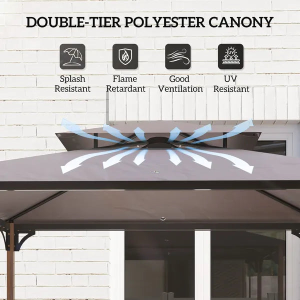 Outsunny 8 ft x 5 ft Grill Gazebo, Double Tiered Barbecue Grill Gazebo Shelter with 2 Side Shelves and 10 Hooks for Patio, Garden - product image 4