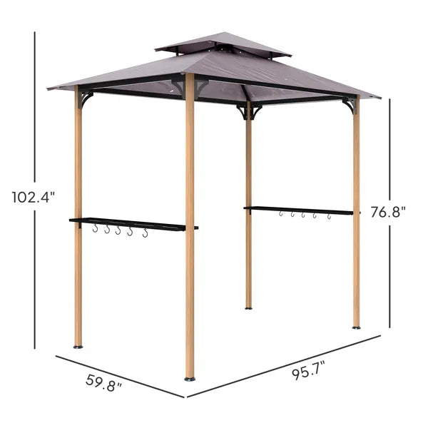 Outsunny 8 ft x 5 ft Grill Gazebo, Double Tiered Barbecue Grill Gazebo Shelter with 2 Side Shelves and 10 Hooks for Patio, Garden - product image 3