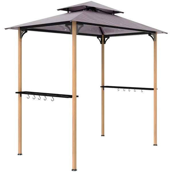 Outsunny 8 ft x 5 ft Grill Gazebo, Double Tiered Barbecue Grill Gazebo Shelter with 2 Side Shelves and 10 Hooks for Patio, Garden - product image 11