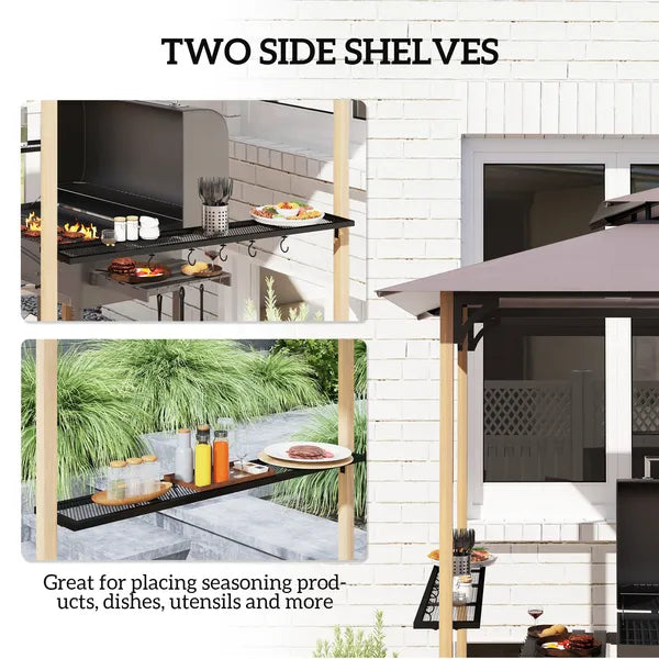 Outsunny 8 ft x 5 ft Grill Gazebo, Double Tiered Barbecue Grill Gazebo Shelter with 2 Side Shelves and 10 Hooks for Patio, Garden - product image 5