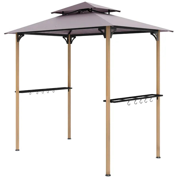Outsunny 8 ft x 5 ft Grill Gazebo, Double Tiered Barbecue Grill Gazebo Shelter with 2 Side Shelves and 10 Hooks for Patio, Garden - product image 1