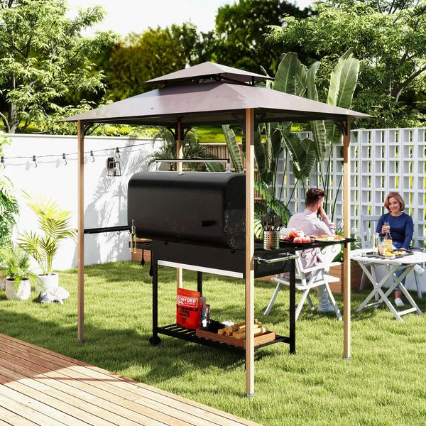 Outsunny 8 ft x 5 ft Grill Gazebo, Double Tiered Barbecue Grill Gazebo Shelter with 2 Side Shelves and 10 Hooks for Patio, Garden - product image 8