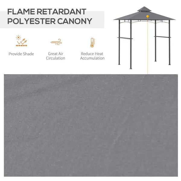 8' x 5' Grill Gazebo with Double Roof, Outdoor BBQ Canopy Gazebo with 2 Side Shelves for Patio Yard Garden Gray - product image 6