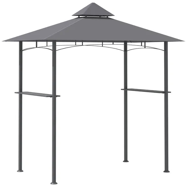 8' x 5' Grill Gazebo with Double Roof, Outdoor BBQ Canopy Gazebo with 2 Side Shelves for Patio Yard Garden Gray - product image 11