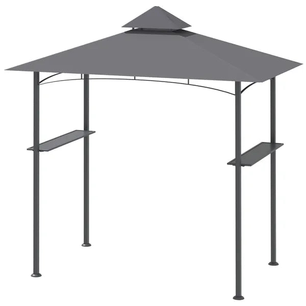 8' x 5' Grill Gazebo with Double Roof, Outdoor BBQ Canopy Gazebo with 2 Side Shelves for Patio Yard Garden Gray - product image 1